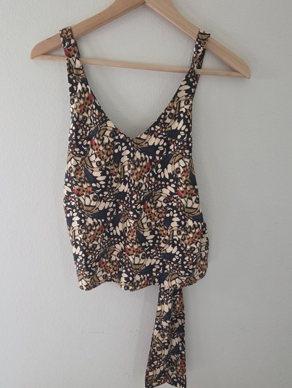 Wildfang Navy, Cream, Gold & Orange Floral Print Tank Top Size XS Xsmall